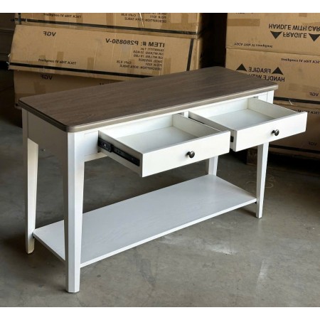P2728-50 : Bàn Trang Trí, Bàn Console - Trắng + Nâu